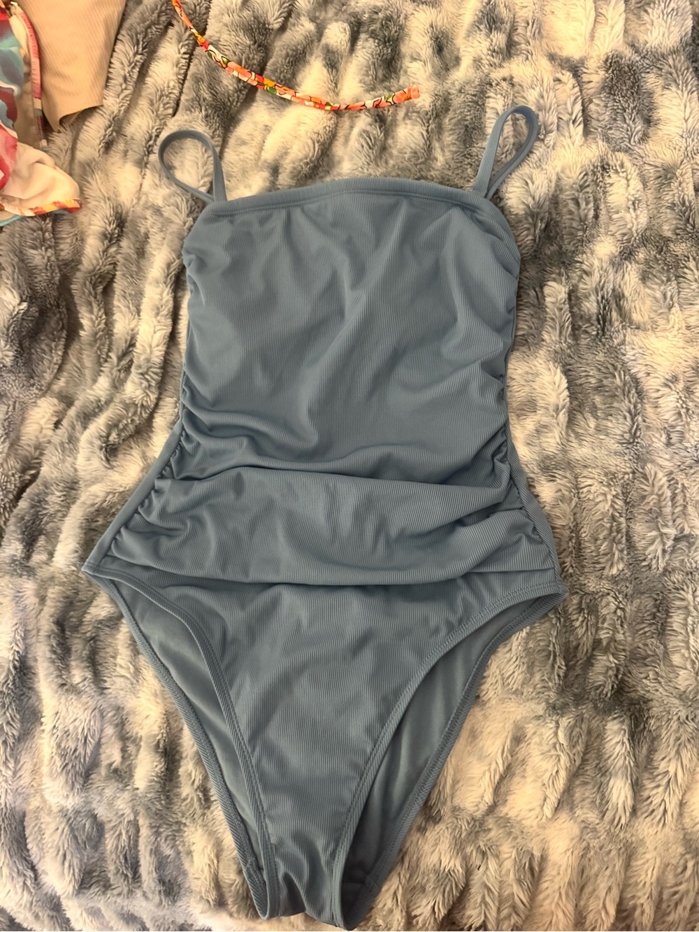 Shade & Shore Light Blue One-Piece Swimsuit with Ruching